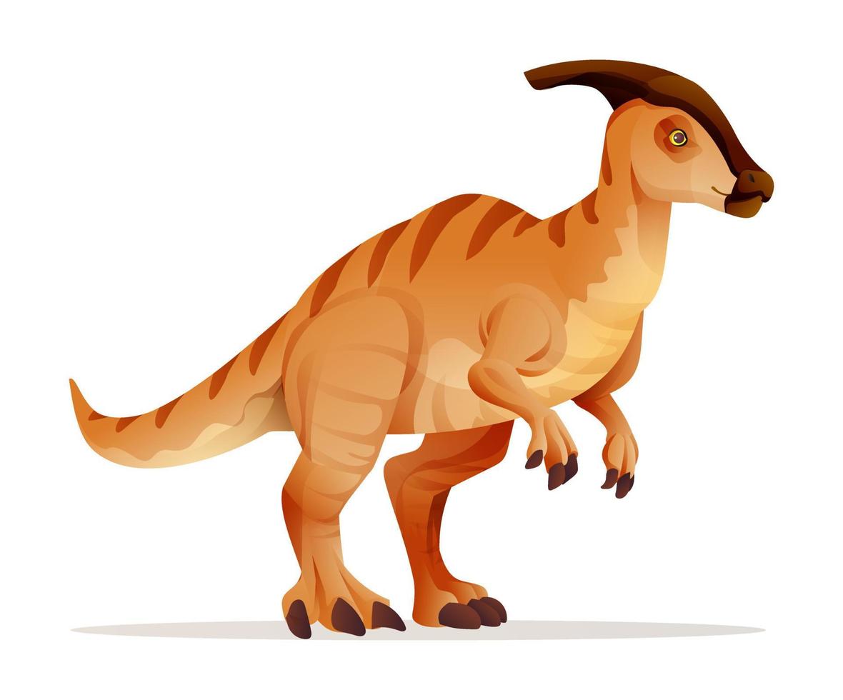 Ilustración de vector de dinosaurio parasaurolophus aislado sobre fondo blanco