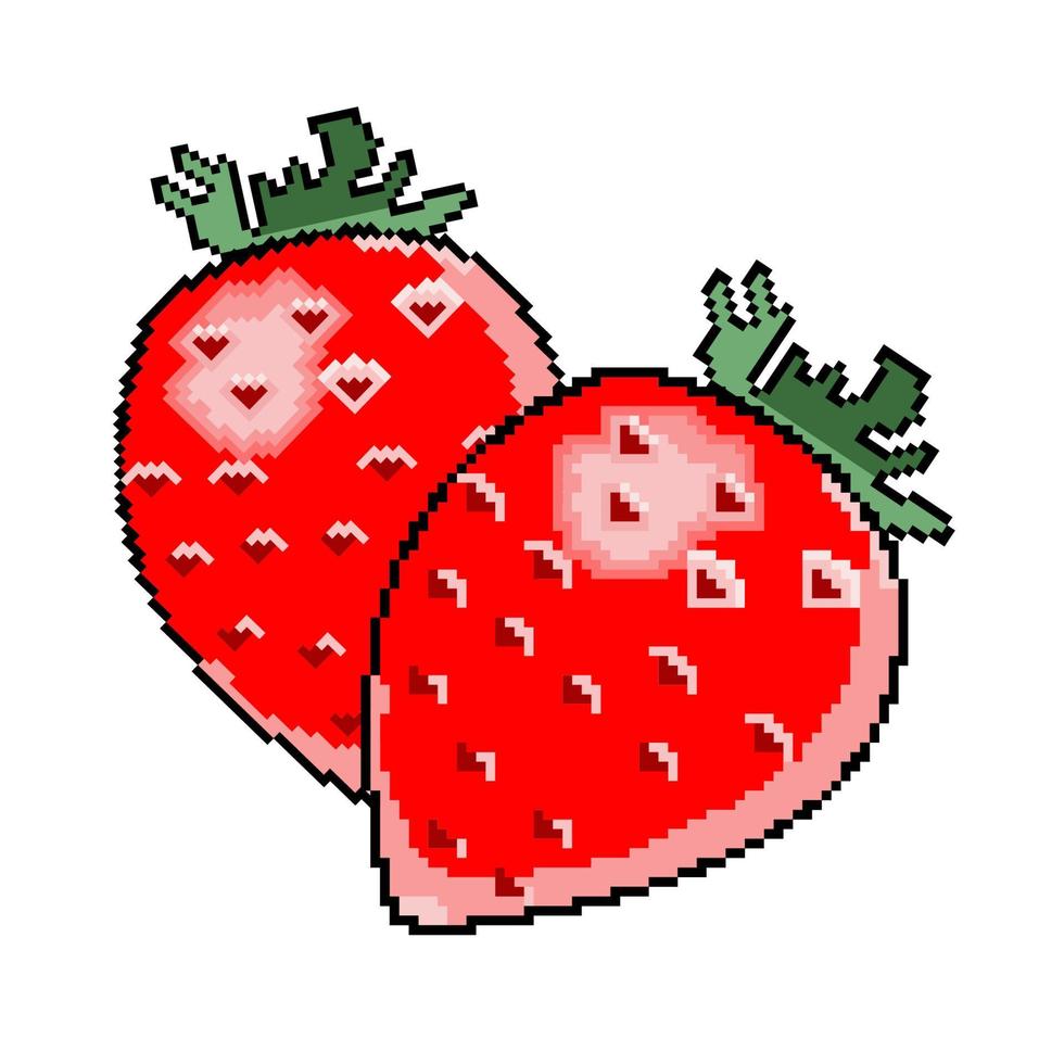 pixel icon proper nutrition strawberry vector