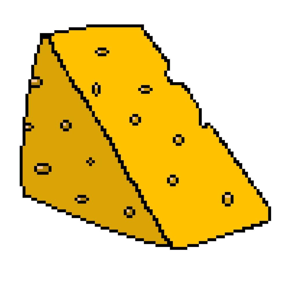 icono de píxel nutrición adecuada queso duro vector