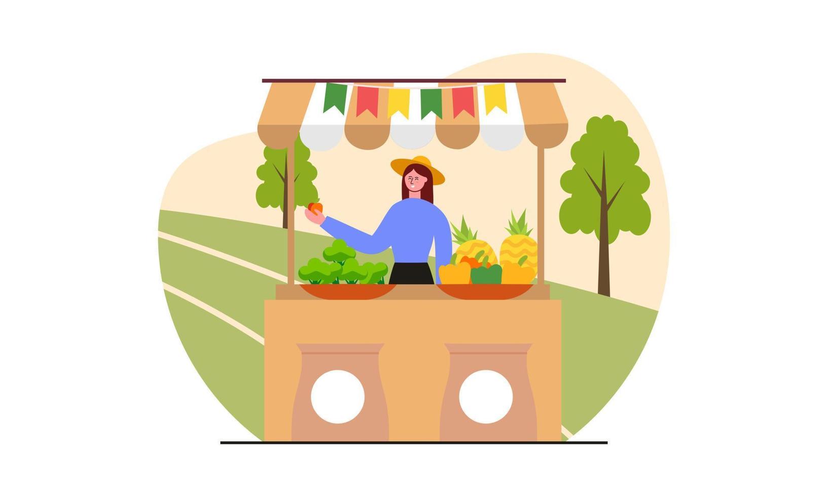 vector de ilustración de concepto de mercado de agricultores