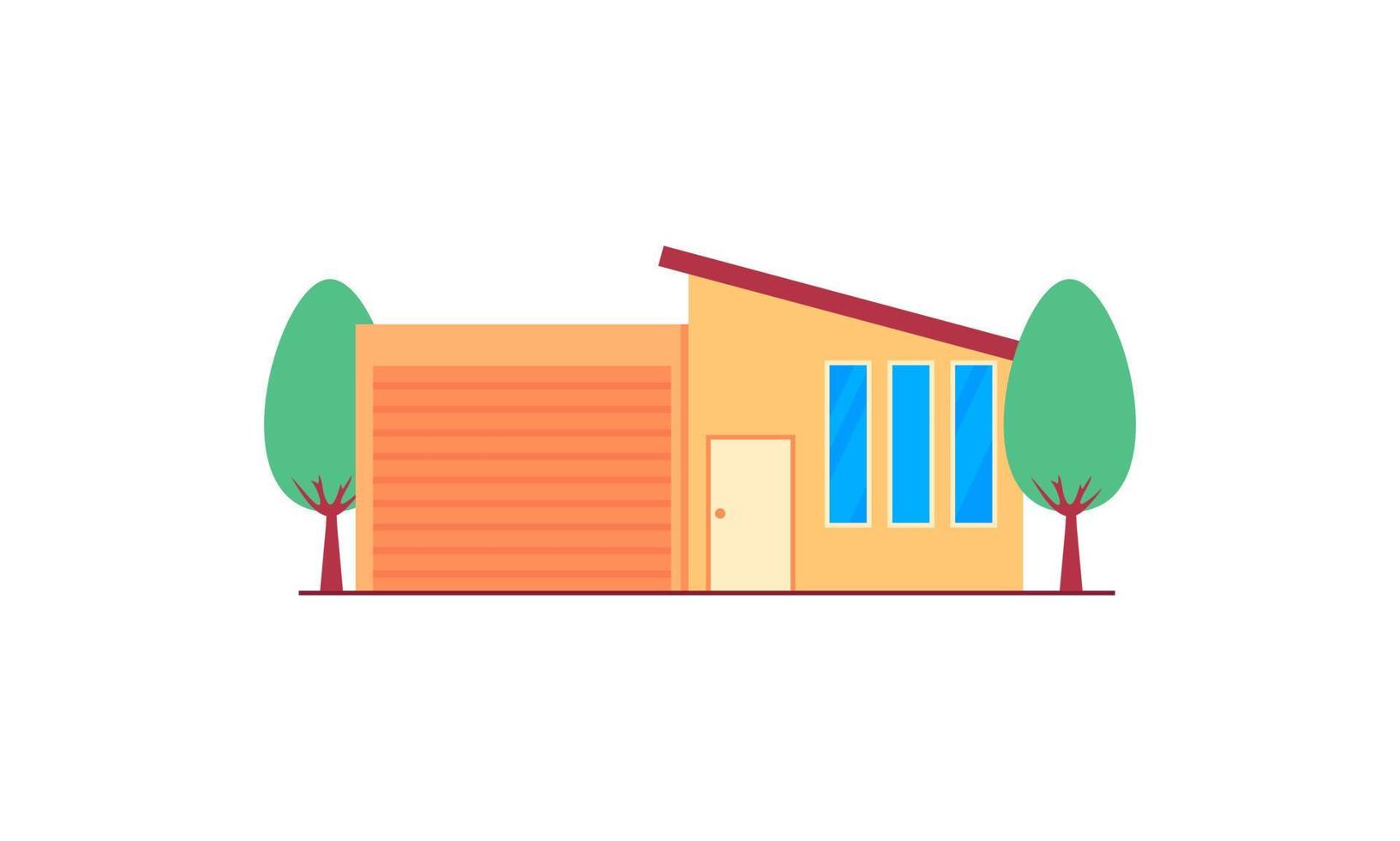 House exterior logo vector illustration front view with roof