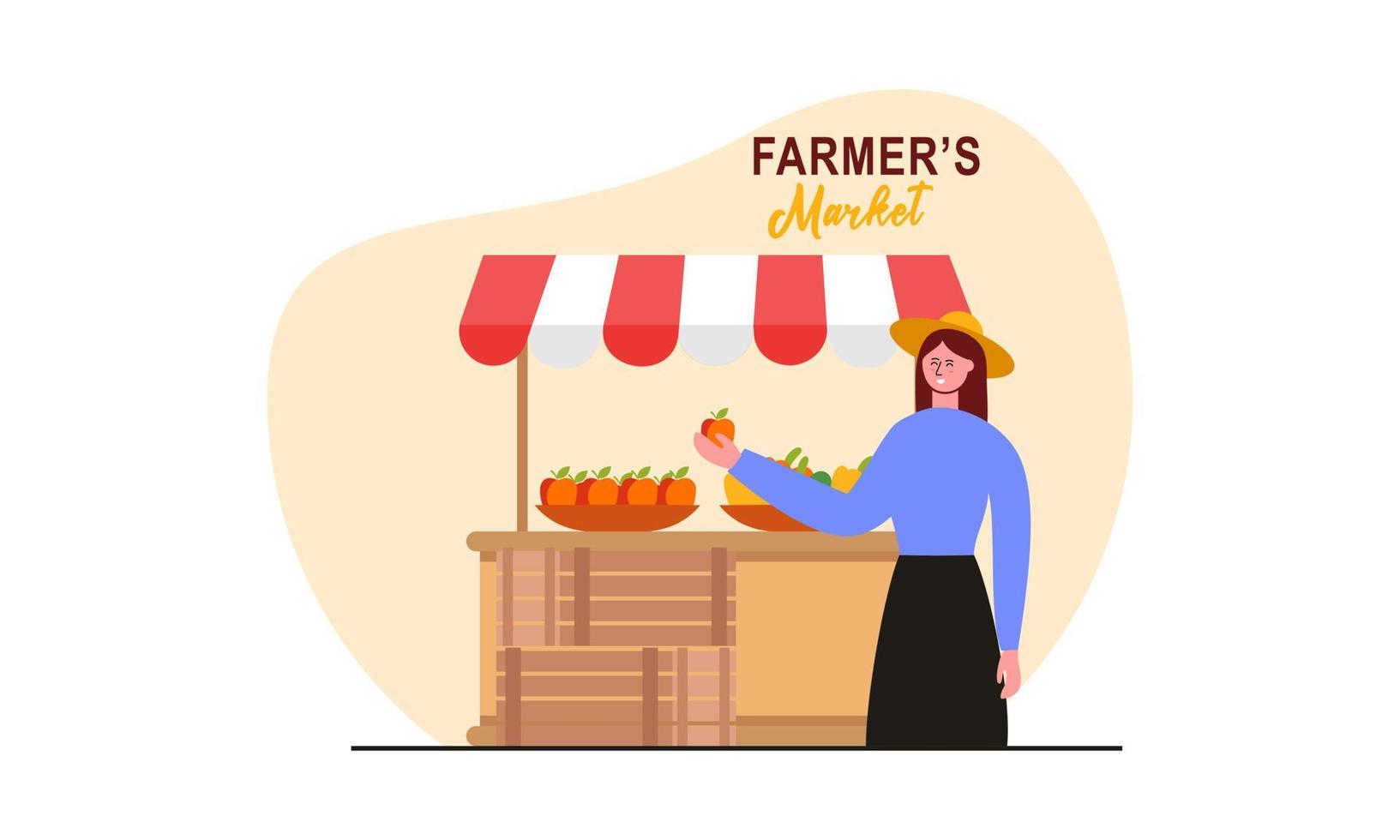 vector de ilustración de concepto de mercado de agricultores