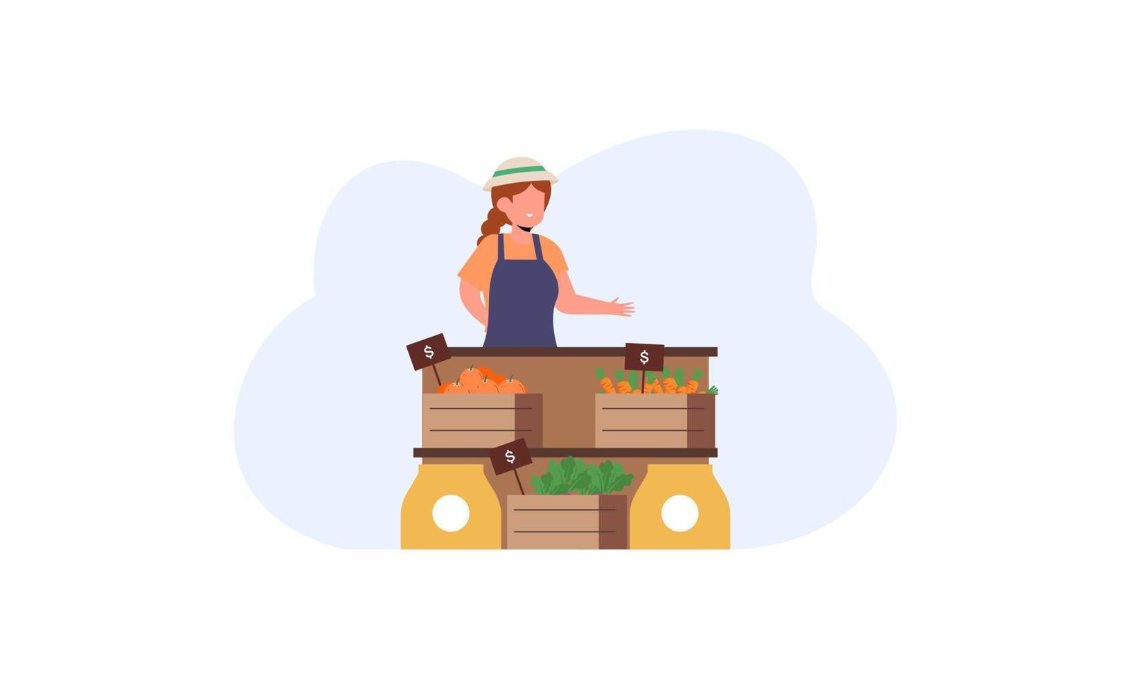 vector de ilustración de concepto de mercado de agricultores