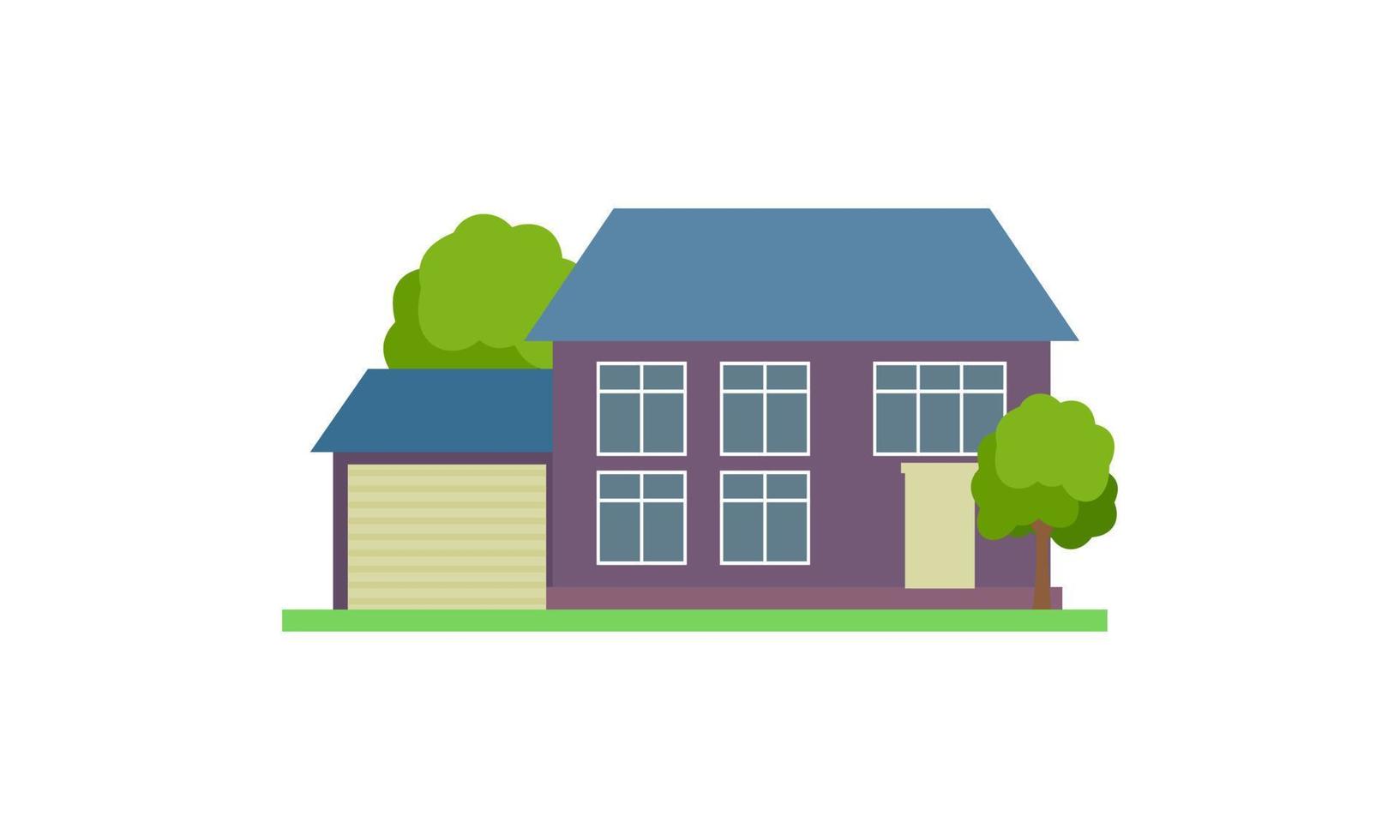 House exterior logo vector illustration front view with roof