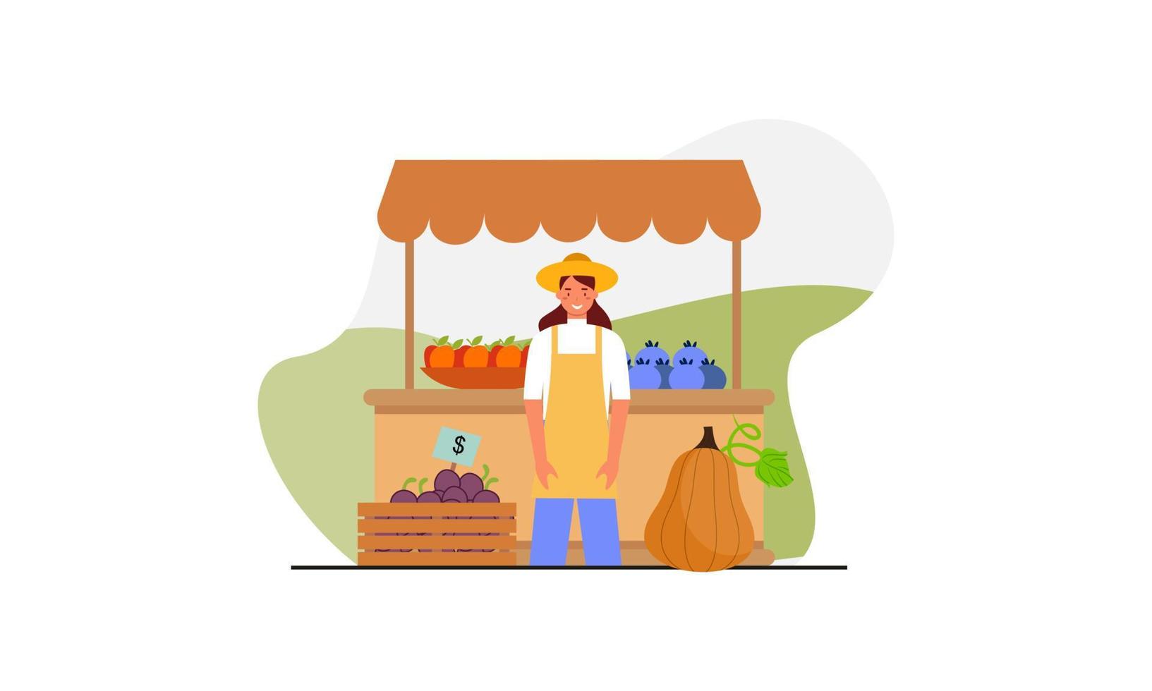 vector de ilustración de concepto de mercado de agricultores