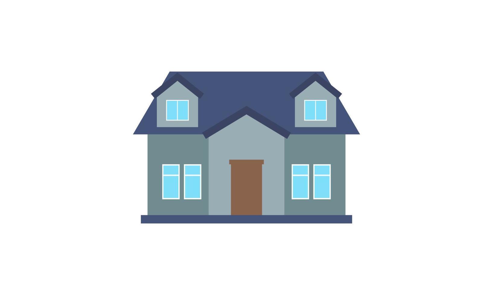 House exterior logo vector illustration front view with roof