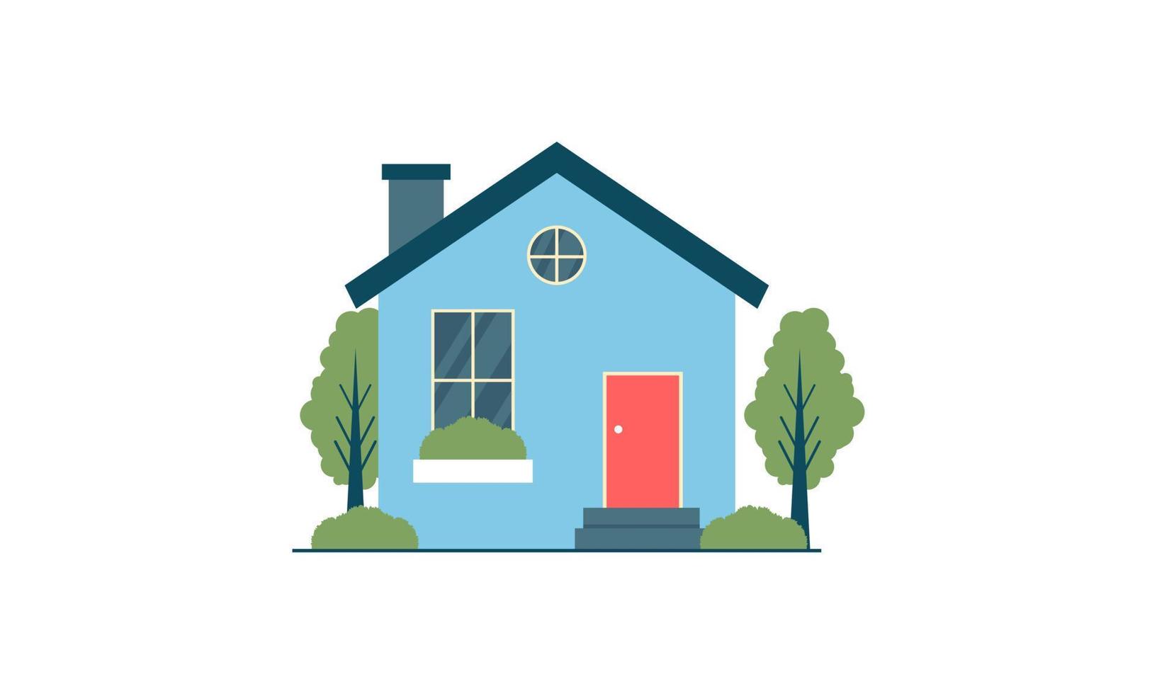 House exterior logo vector illustration front view with roof