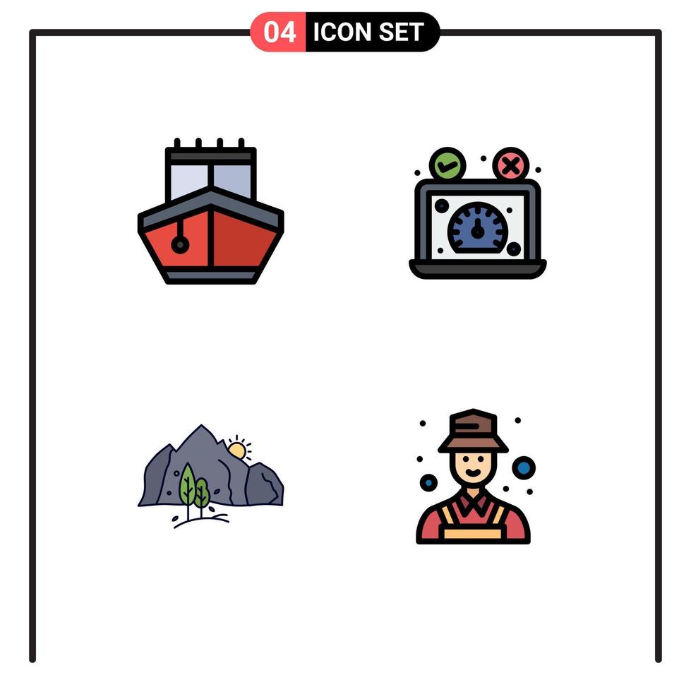 Group of 4 Filledline Flat Colors Signs and Symbols for sail hill