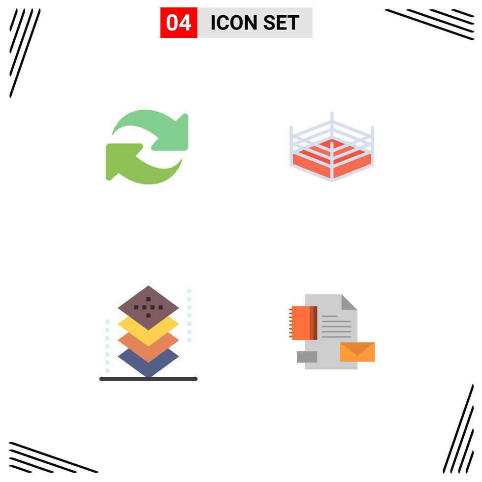 Group of 4 Flat Icons Signs and Symbols for refresh development repeat wrestling programing Editable Vector Design Elements