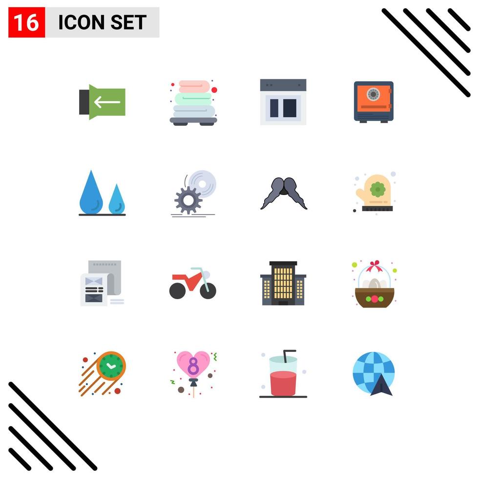 Pictogram Set of 16 Simple Flat Colors of security money site lock bank Editable Pack of Creative Vector Design Elements