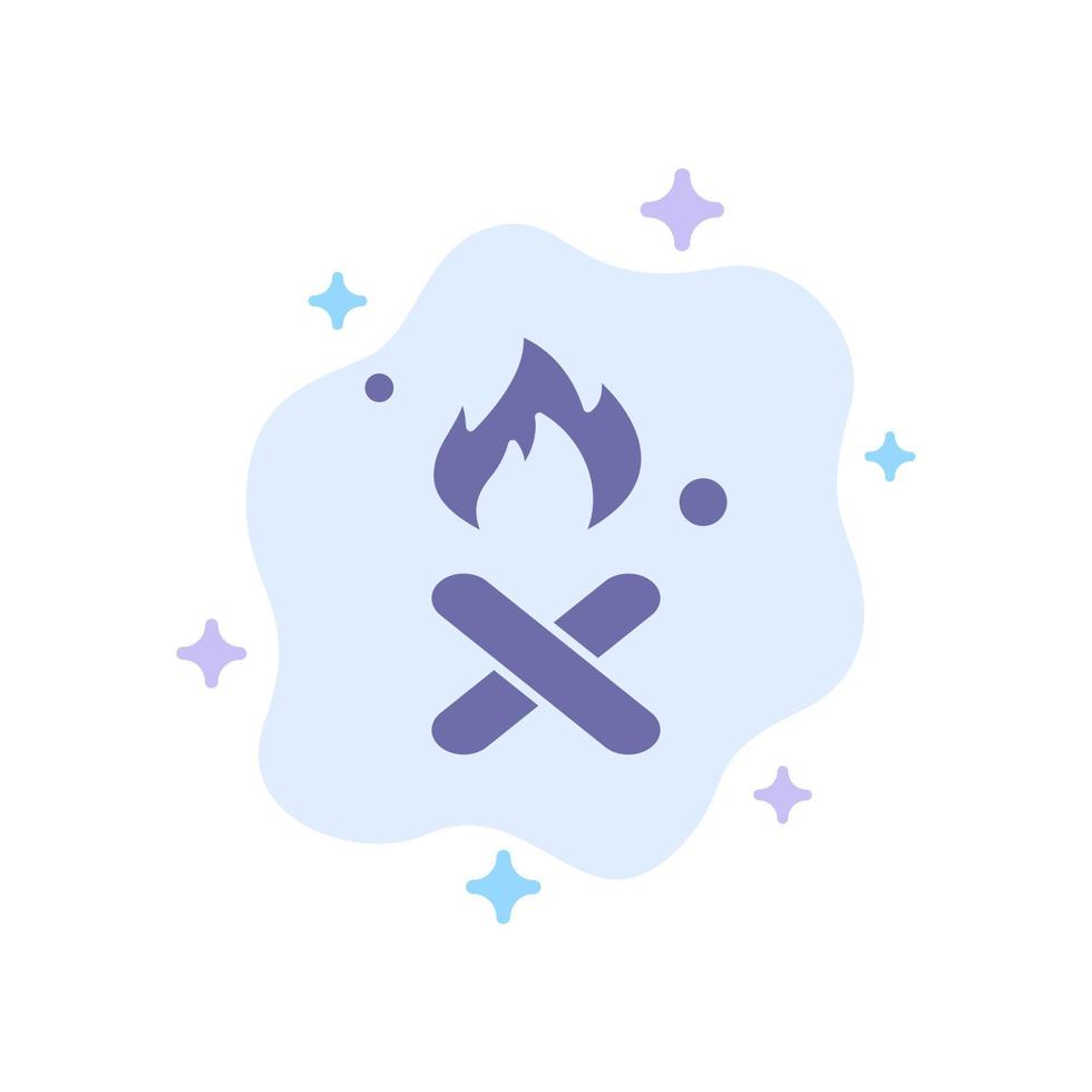 Burn Fire Garbage Pollution Smoke Blue Icon on Abstract Cloud Background vector