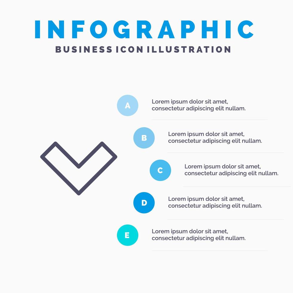Arrow Down Back Line icon with 5 steps presentation infographics Background vector