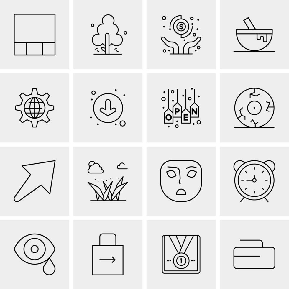 16 iconos de negocios universales vector ilustración de icono creativo para usar en proyectos relacionados con la web y dispositivos móviles