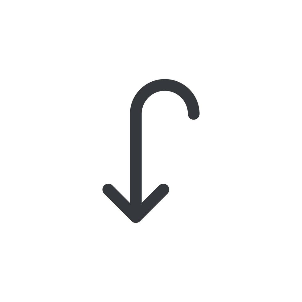 Down key icon vector. Down Arrow icon vector isolated on white background