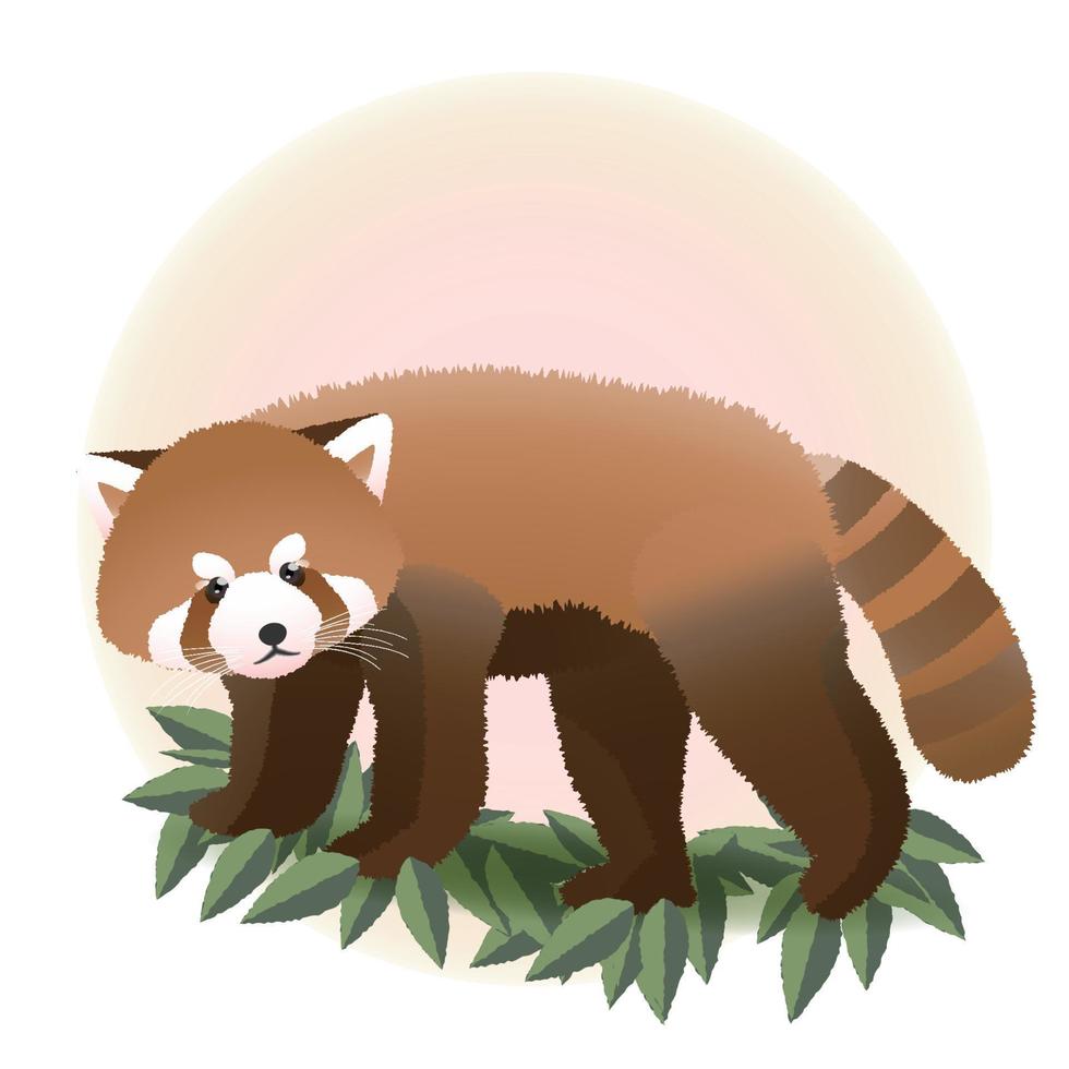 lindo animal en tonos pastel, panda rojo vector