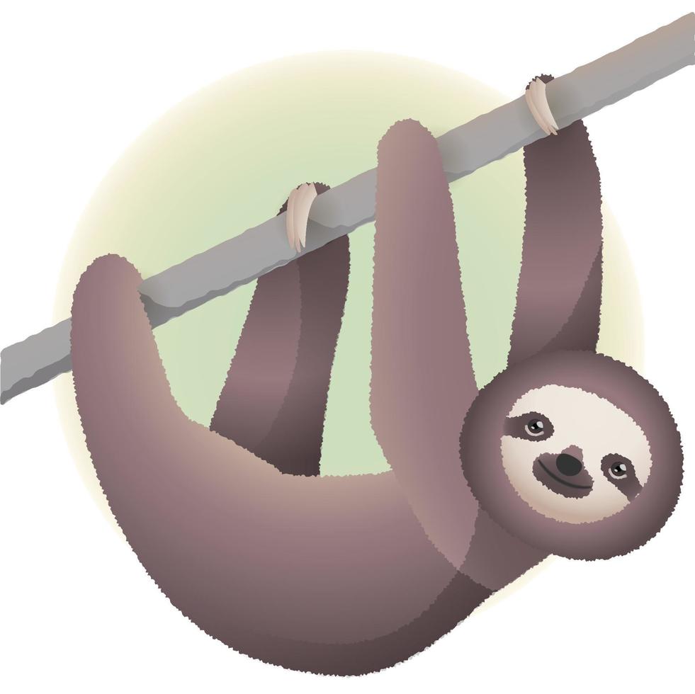 Cute animal sloth in pastel tones, climbing on a tree vector