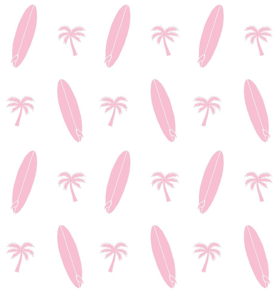 Vector seamless pattern of sketch pink surf board