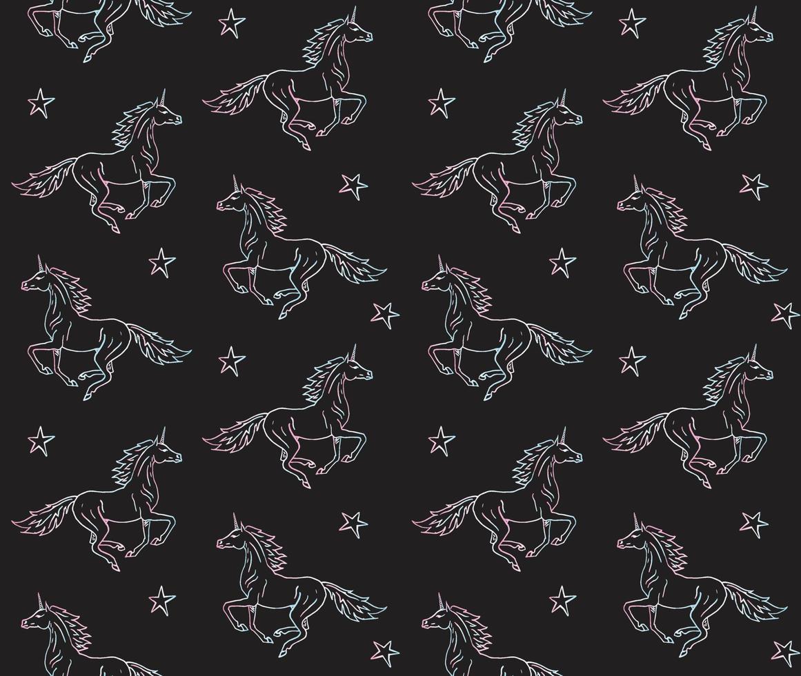 Vector seamless pattern of hand drawn unicorn