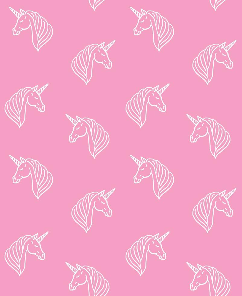 Vector seamless pattern of hand drawn unicorn