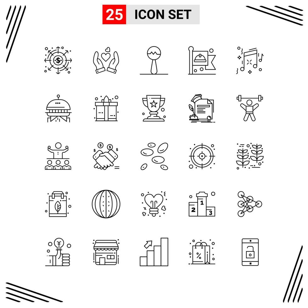 25 Icons Line Style Grid Based Creative Outline Symbols for Website Design Simple Line Icon Signs Isolated on White Background 25 Icon Set Creative Black Icon vector background