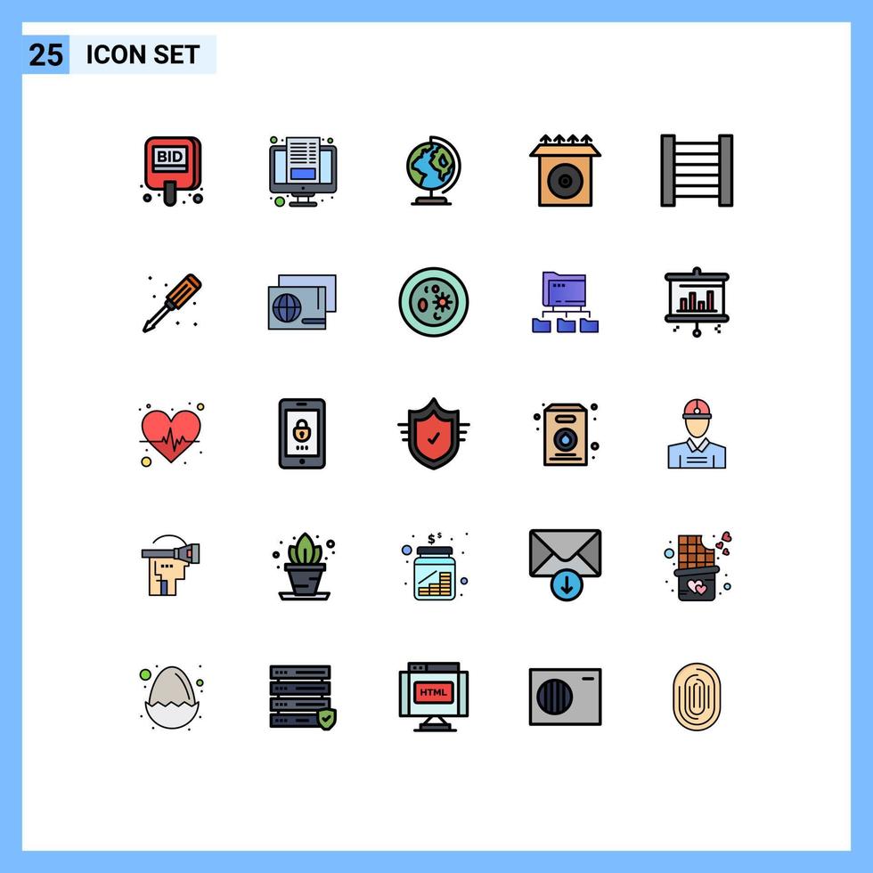 Set of 25 Modern UI Icons Symbols Signs for mechanical product screen install map Editable Vector Design Elements