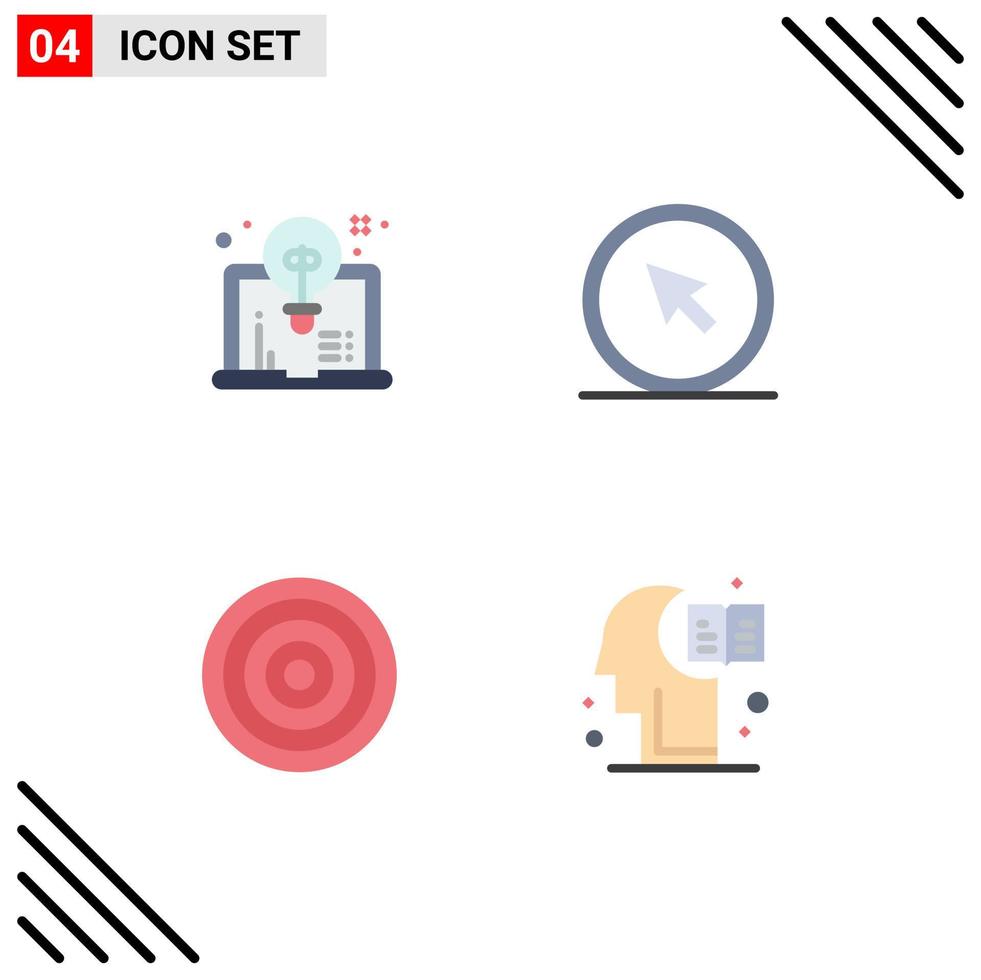 Mobile Interface Flat Icon Set of 4 Pictograms of art board idea mouse equipment Editable Vector Design Elements