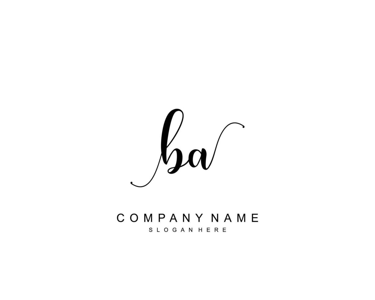Initial BA beauty monogram and elegant logo design, handwriting logo of initial signature, wedding, fashion, floral and botanical with creative template. vector