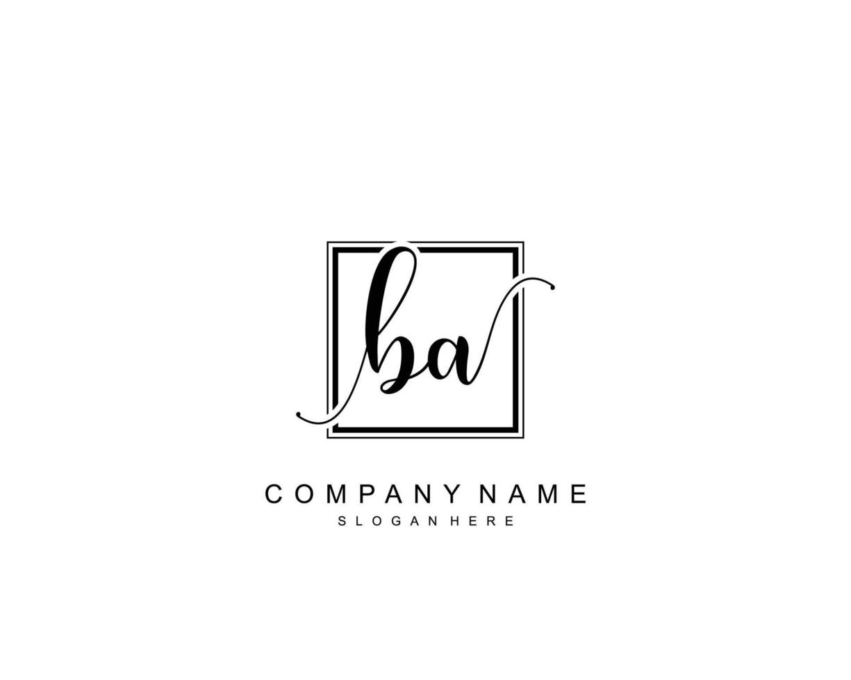 Initial BA beauty monogram and elegant logo design, handwriting logo of initial signature, wedding, fashion, floral and botanical with creative template. vector