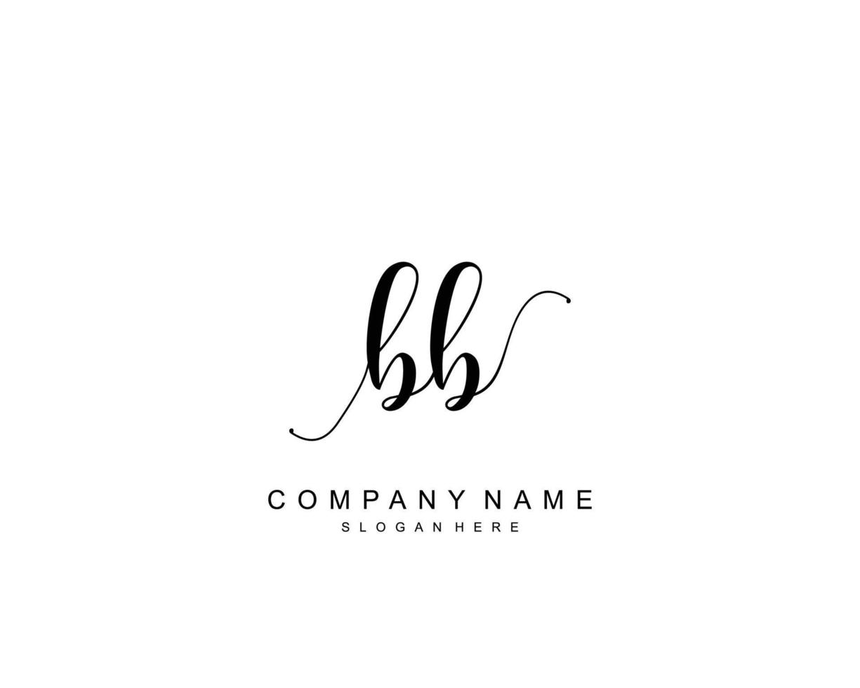 Initial BB beauty monogram and elegant logo design, handwriting logo of initial signature, wedding, fashion, floral and botanical with creative template. vector