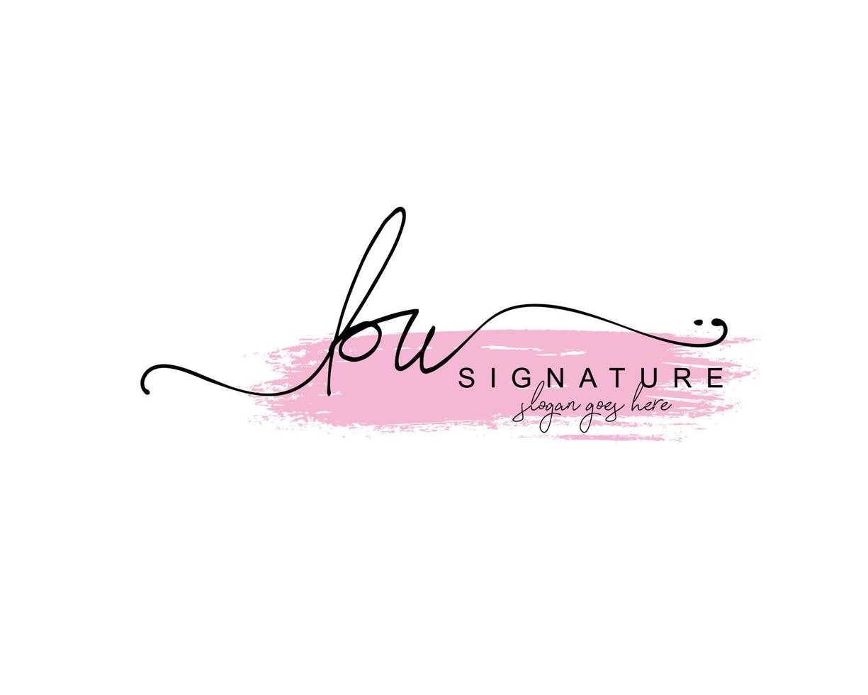 Initial BU beauty monogram and elegant logo design, handwriting logo of initial signature, wedding, fashion, floral and botanical with creative template. vector