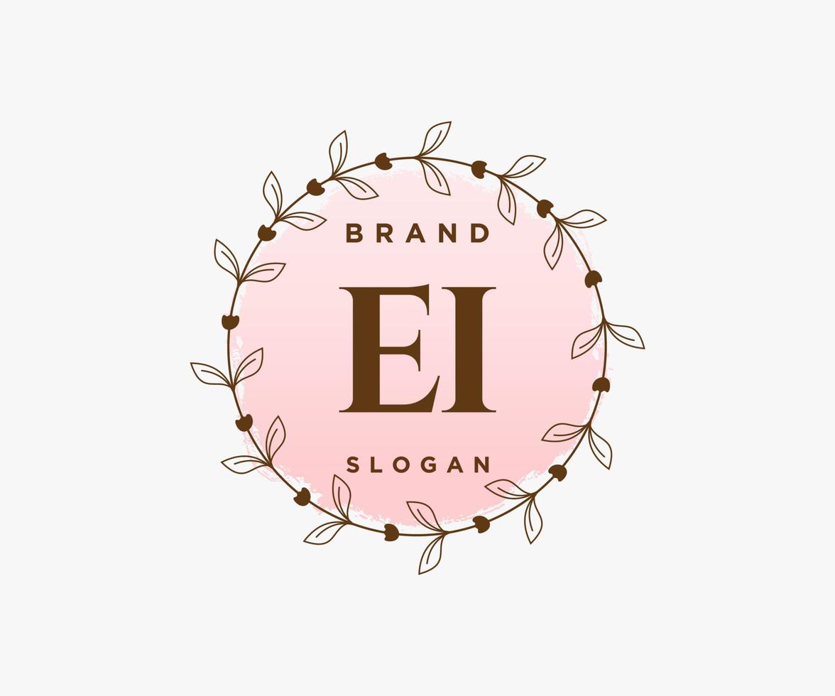 logotipo femenino ei inicial. utilizable para logotipos de naturaleza, salón, spa, cosmética y belleza. elemento de plantilla de diseño de logotipo de vector plano.