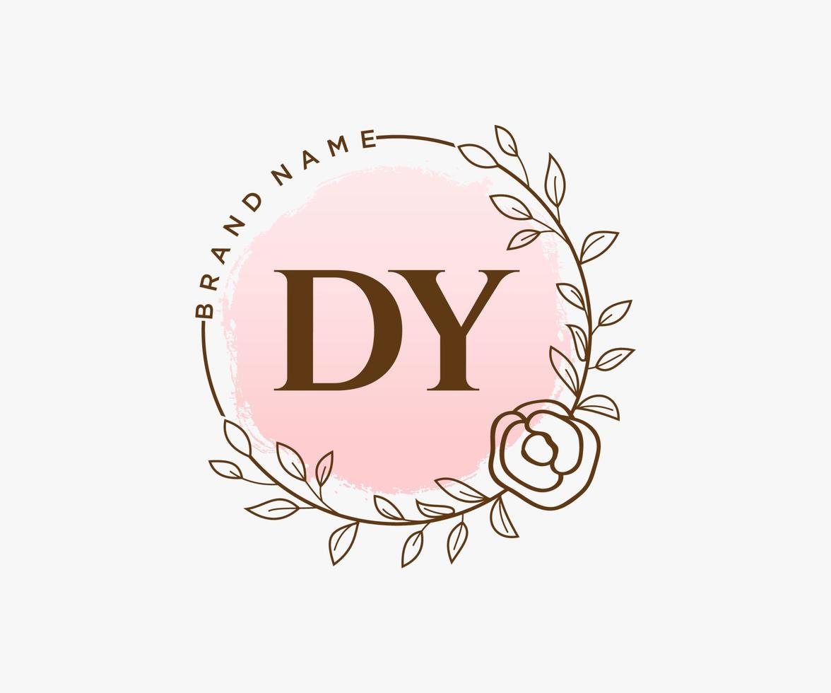 Initial DY feminine logo. Usable for Nature, Salon, Spa, Cosmetic and Beauty Logos. Flat Vector Logo Design Template Element.