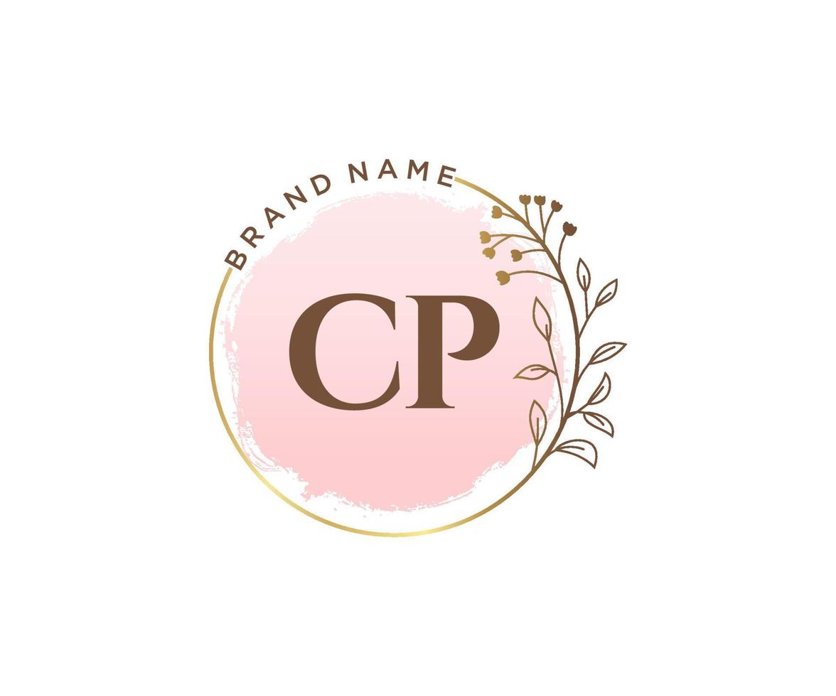 logotipo femenino cp inicial. utilizable para logotipos de naturaleza, salón, spa, cosmética y belleza. elemento de plantilla de diseño de logotipo de vector plano.