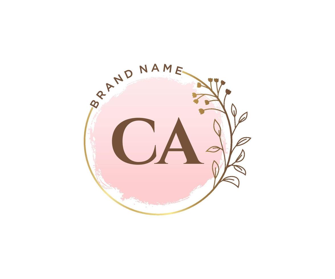 Initial CA feminine logo. Usable for Nature, Salon, Spa, Cosmetic and Beauty Logos. Flat Vector Logo Design Template Element.