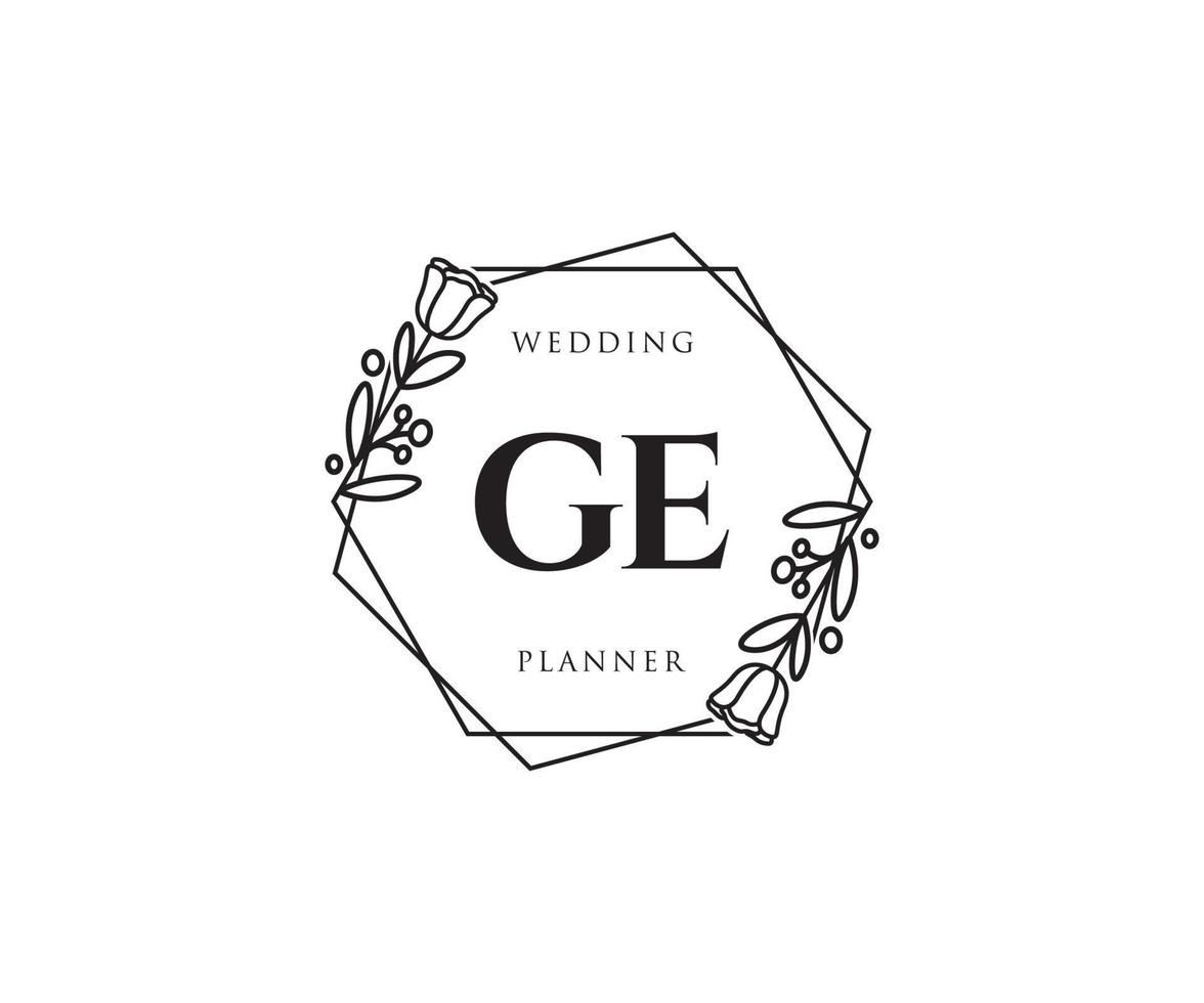 Initial GE feminine logo. Usable for Nature, Salon, Spa, Cosmetic and Beauty Logos. Flat Vector Logo Design Template Element.