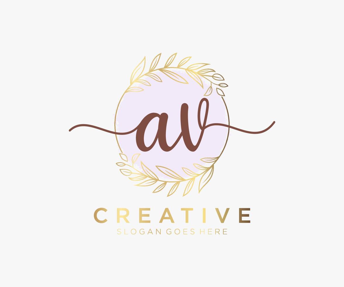 Initial AV feminine logo. Usable for Nature, Salon, Spa, Cosmetic and Beauty Logos. Flat Vector Logo Design Template Element.