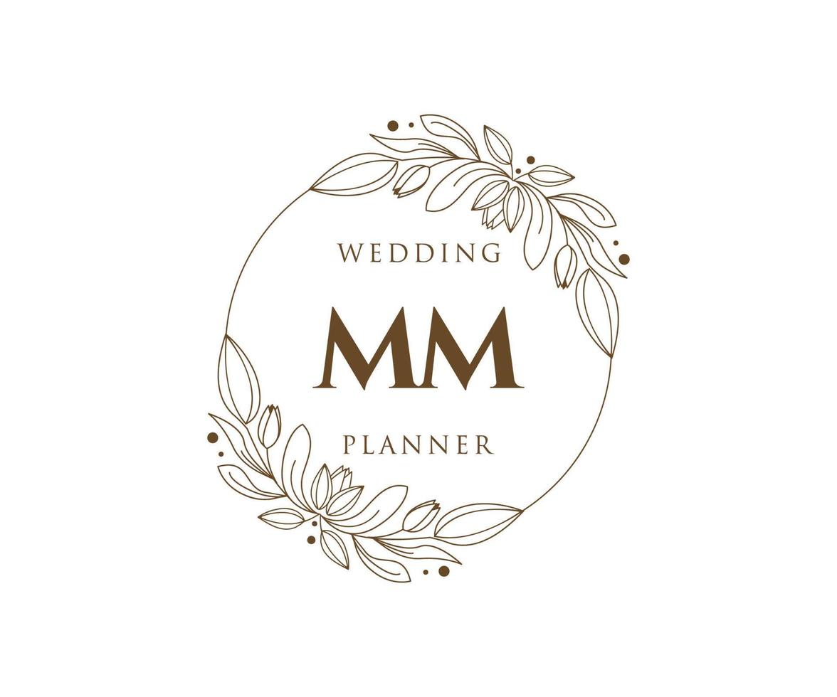 MM Initials letter Wedding monogram logos collection, hand drawn modern  minimalistic and floral templates for Invitation cards, Save the Date,  elegant identity for restaurant, boutique, cafe in vector 15236553 Vector  Art at