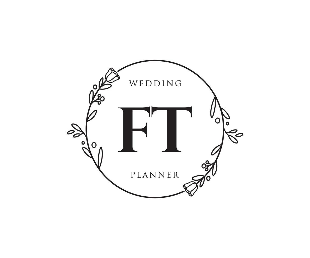 Initial FT feminine logo. Usable for Nature, Salon, Spa, Cosmetic and Beauty Logos. Flat Vector Logo Design Template Element.