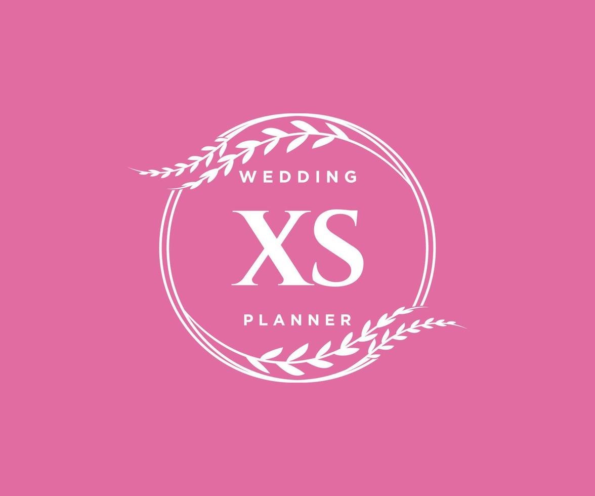XS Initials letter Wedding monogram logos collection, hand drawn modern minimalistic and floral templates for Invitation cards, Save the Date, elegant identity for restaurant, boutique, cafe in vector