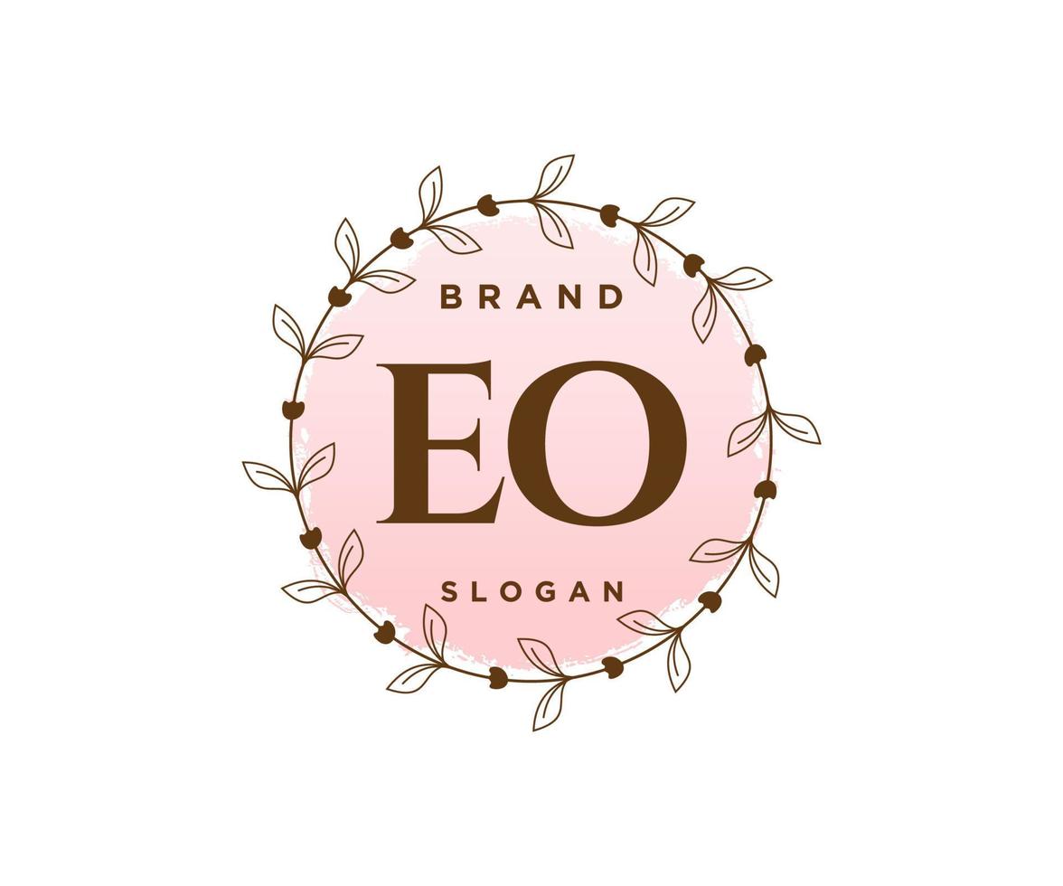 Initial EO feminine logo. Usable for Nature, Salon, Spa, Cosmetic and Beauty Logos. Flat Vector Logo Design Template Element.