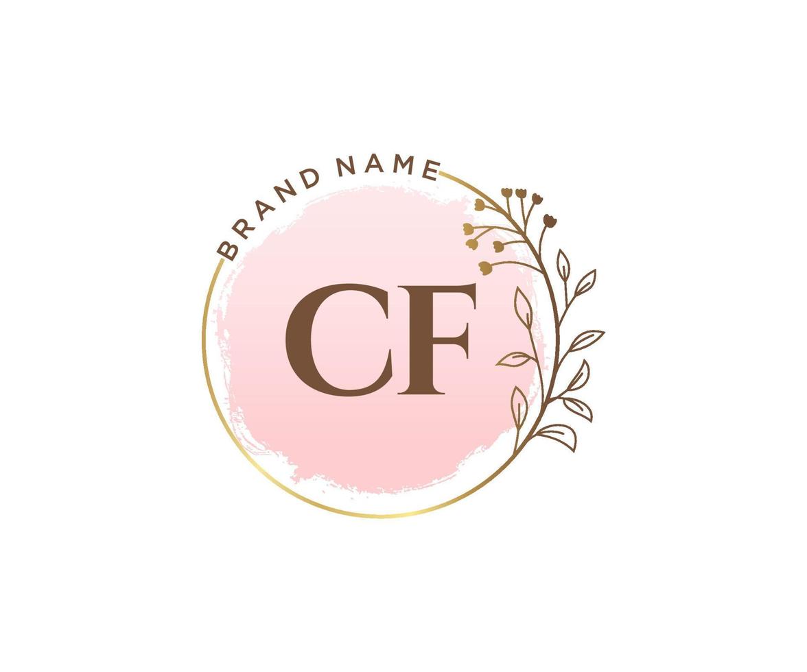 Initial CF feminine logo. Usable for Nature, Salon, Spa, Cosmetic and Beauty Logos. Flat Vector Logo Design Template Element.