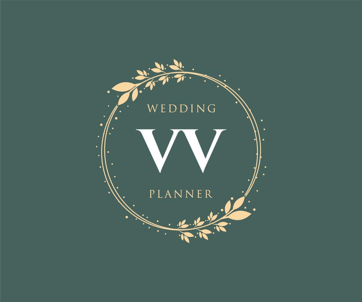 colección de logotipos de monograma de boda con letras iniciales vv, plantillas florales y minimalistas modernas dibujadas a mano para tarjetas de invitación, guardar la fecha, identidad elegante para restaurante, boutique, café en vector