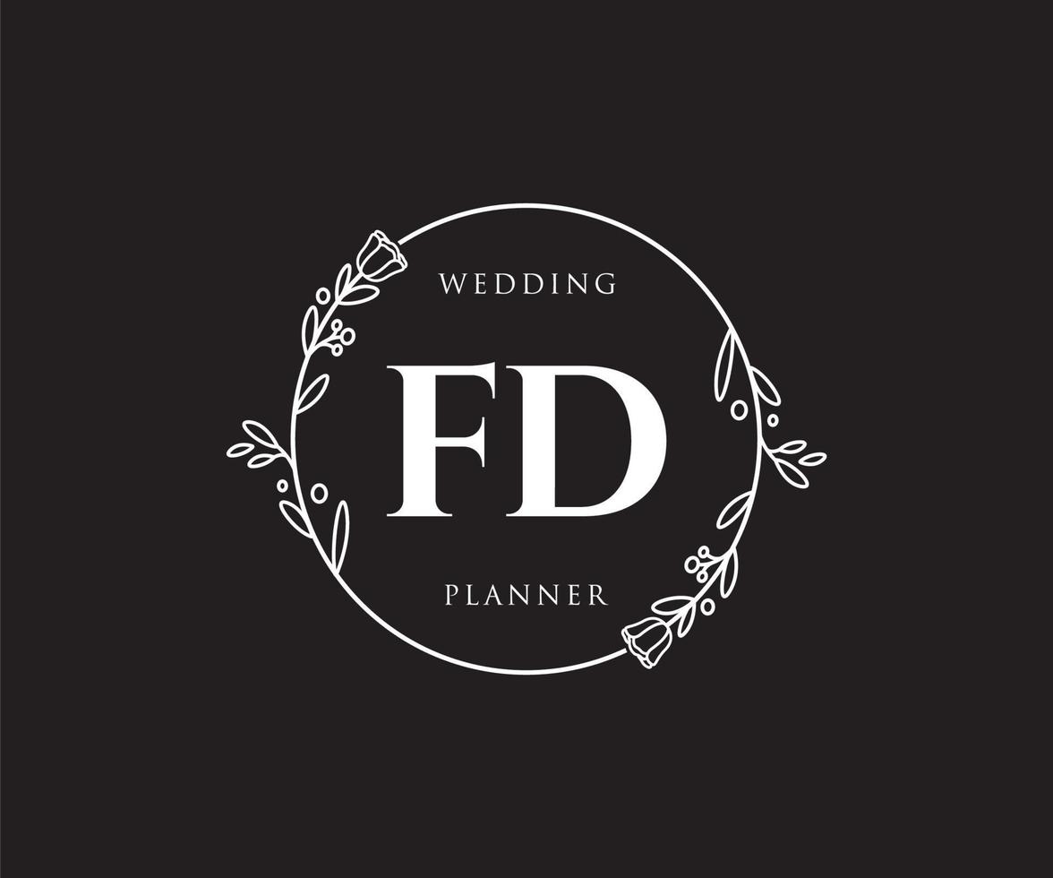 Initial FD feminine logo. Usable for Nature, Salon, Spa, Cosmetic and Beauty Logos. Flat Vector Logo Design Template Element.