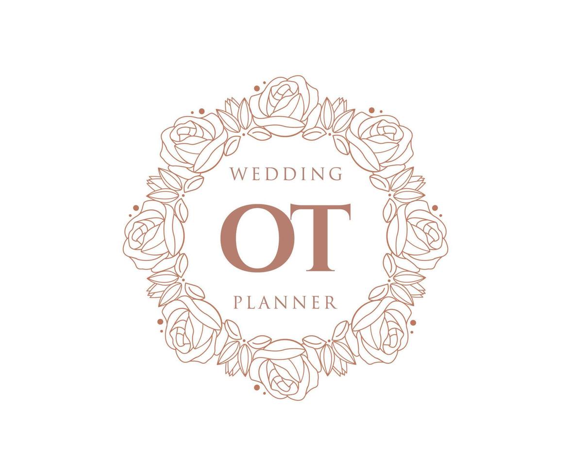 colección de logotipos de monograma de boda con letras iniciales, plantillas florales y minimalistas modernas dibujadas a mano para tarjetas de invitación, guardar la fecha, identidad elegante para restaurante, boutique, café en vector