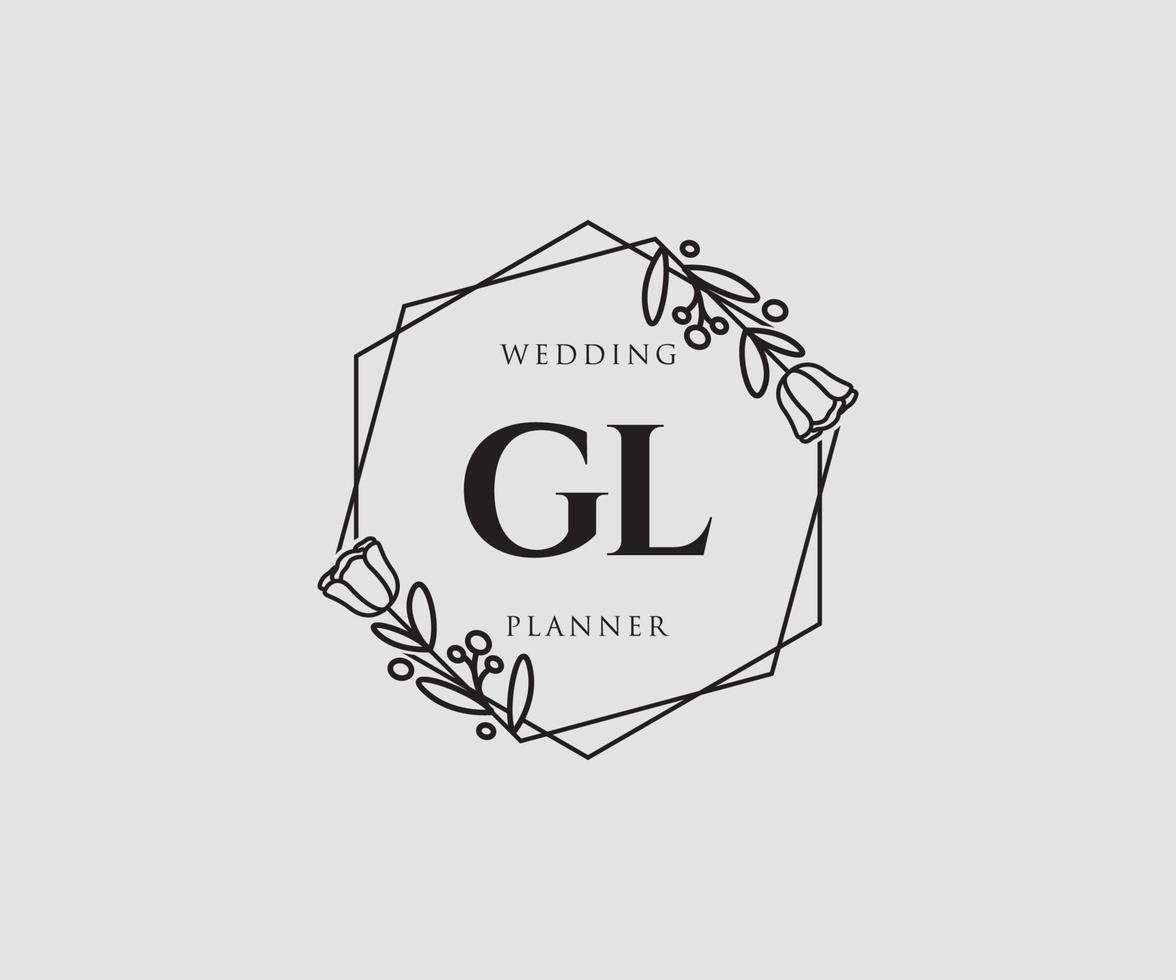 Initial GL feminine logo. Usable for Nature, Salon, Spa, Cosmetic and Beauty Logos. Flat Vector Logo Design Template Element.