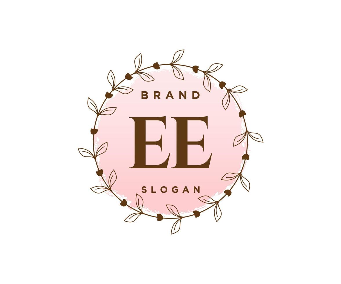 Initial EE feminine logo. Usable for Nature, Salon, Spa, Cosmetic and Beauty Logos. Flat Vector Logo Design Template Element.