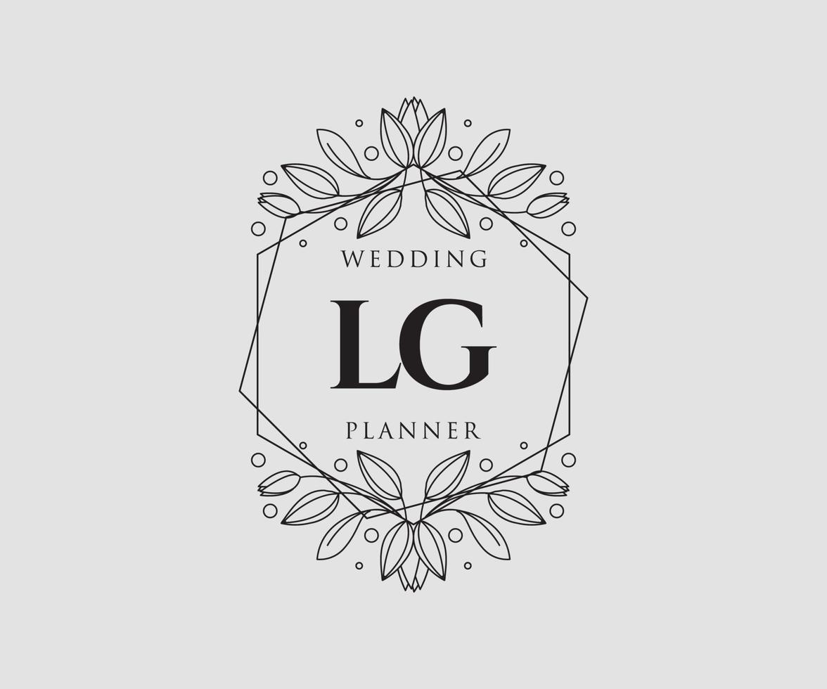 LG Initials letter Wedding monogram logos collection, hand drawn modern minimalistic and floral templates for Invitation cards, Save the Date, elegant identity for restaurant, boutique, cafe in vector