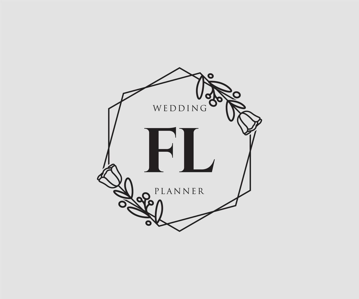 Initial FL feminine logo. Usable for Nature, Salon, Spa, Cosmetic and Beauty Logos. Flat Vector Logo Design Template Element.