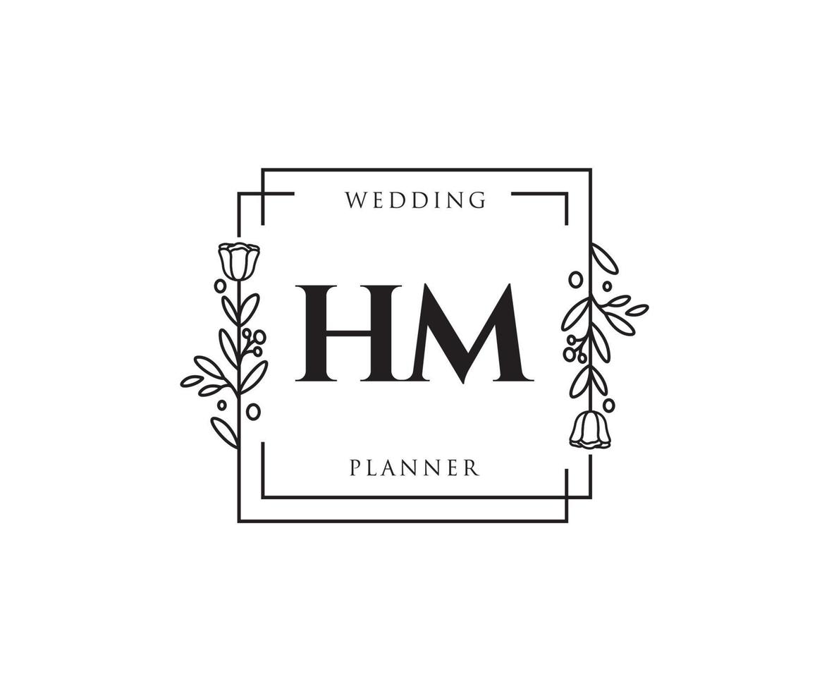 Initial HM feminine logo. Usable for Nature, Salon, Spa, Cosmetic and Beauty Logos. Flat Vector Logo Design Template Element.