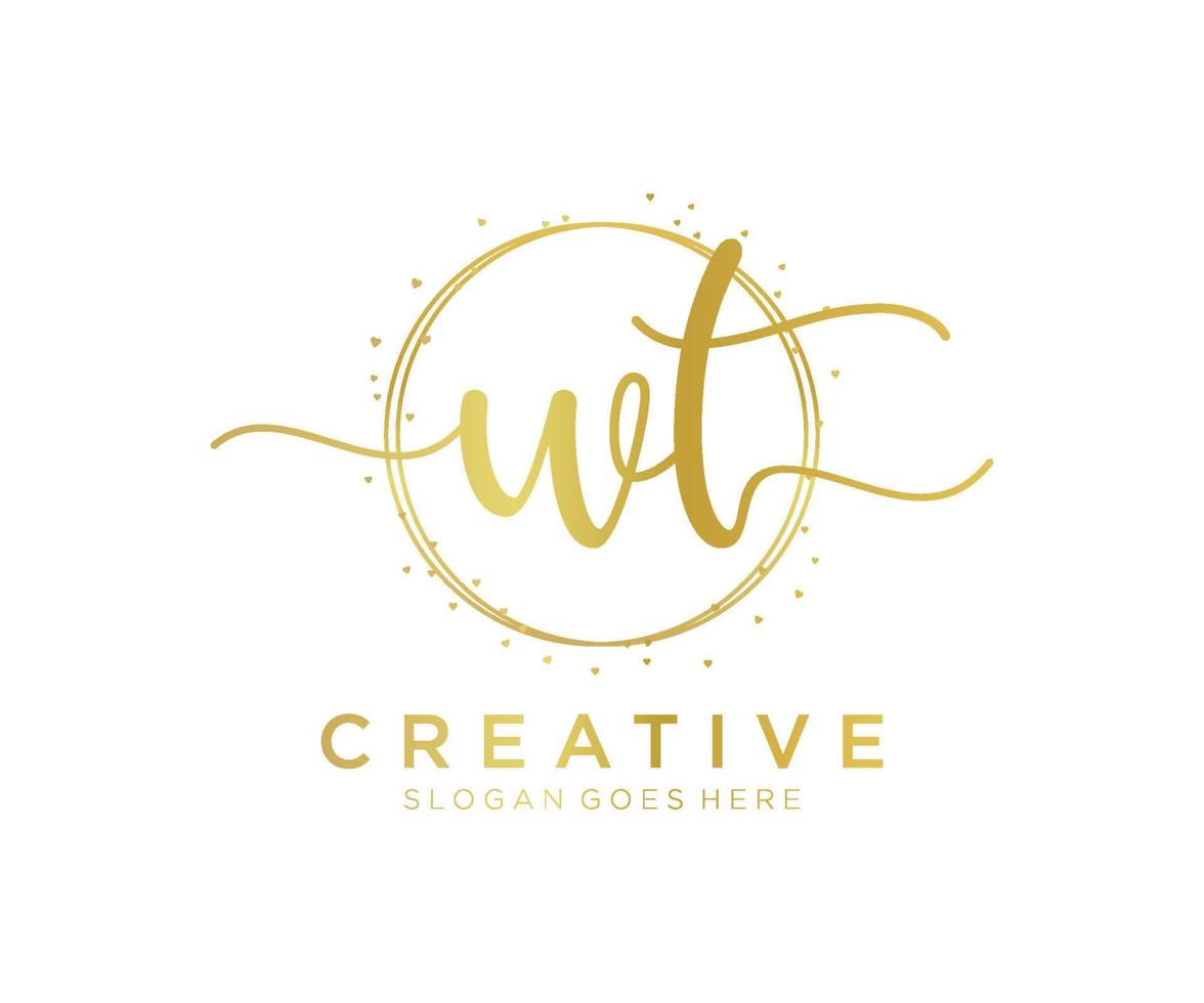 Initial WT feminine logo. Usable for Nature, Salon, Spa, Cosmetic and Beauty Logos. Flat Vector Logo Design Template Element.